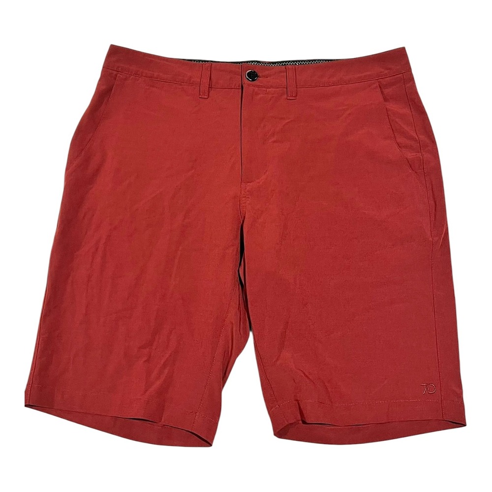 7 Diamonds Men's Red Flat Front Golf Shorts‎ Size 34 Casual Modern Athletic